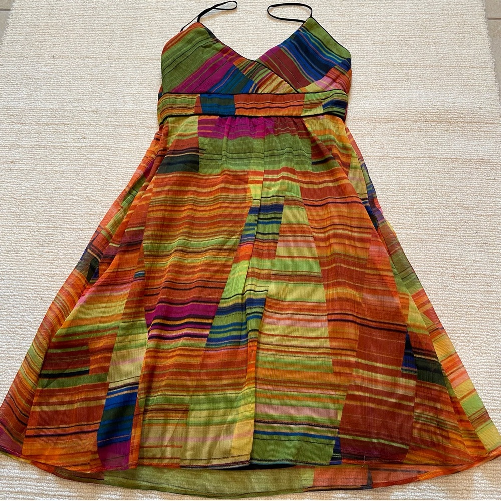 Vibrant Zara colorful mini dress w/ spaghetti straps and a flattering flowy fit